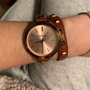 Michael Kors Studded Leather Wrap Watch